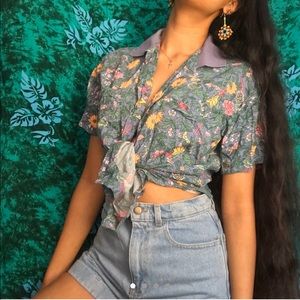 Vintage Floral Button Blouse